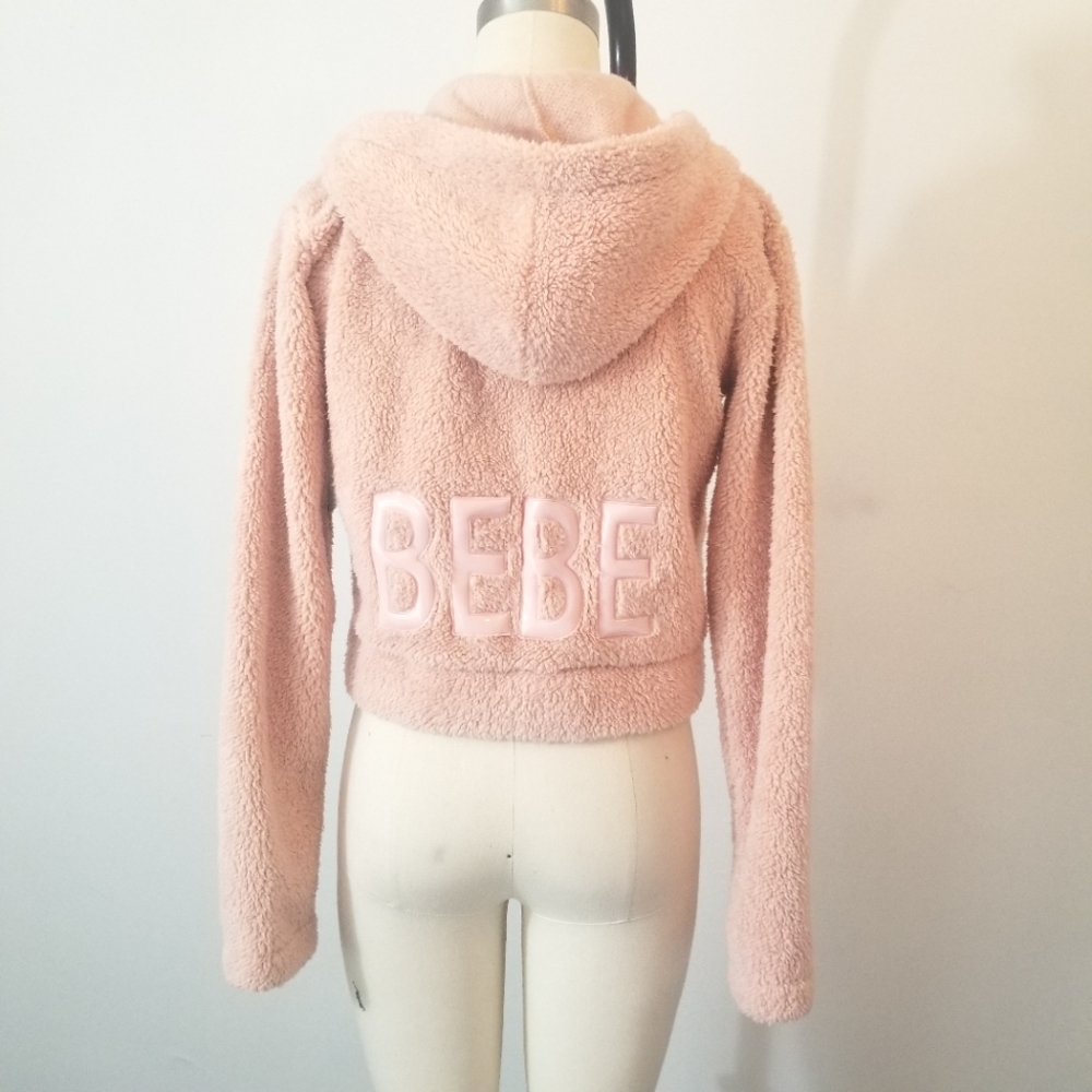 bebe - Sherpa zip front hoodie - size S